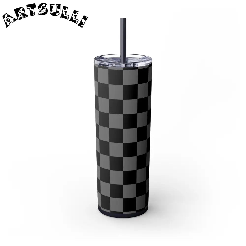 Maars Black and Gray Checkered Skinny Tumbler, Artsulli - Art is Long, Life is Short, Mug, , , , , , , 