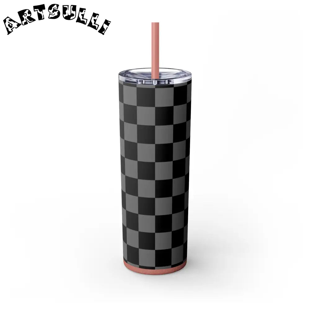 Maars Black and Gray Checkered Skinny Tumbler, Artsulli - Art is Long, Life is Short, Mug, , , , , , , 