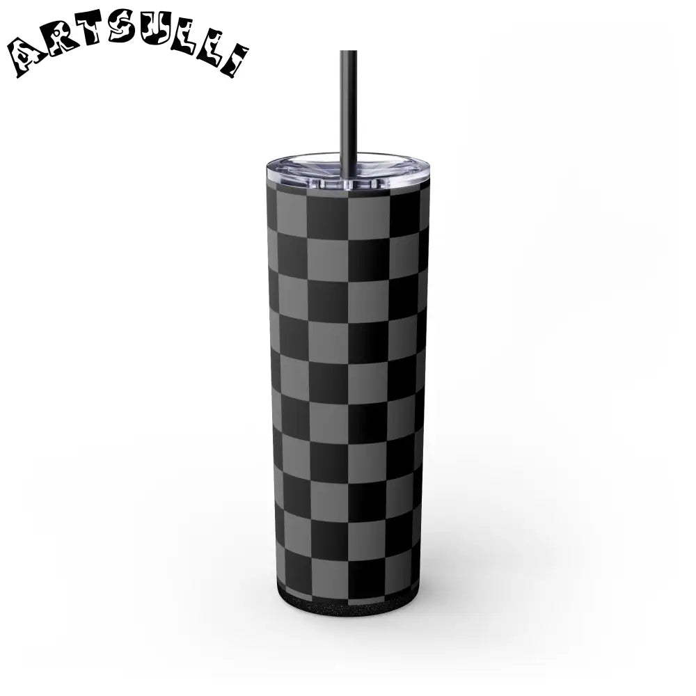Maars Black and Gray Checkered Skinny Tumbler, Artsulli - Art is Long, Life is Short, Mug, , , , , , , 