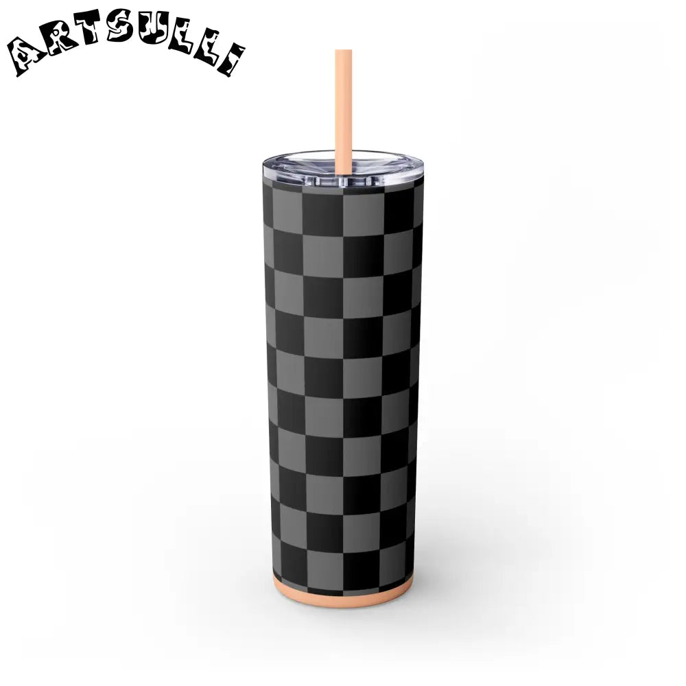 Maars Black and Gray Checkered Skinny Tumbler, Artsulli - Art is Long, Life is Short, Mug, , , , , , , 