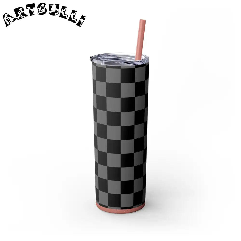 Maars Black and Gray Checkered Skinny Tumbler, Artsulli - Art is Long, Life is Short, Mug, , , , , , , 