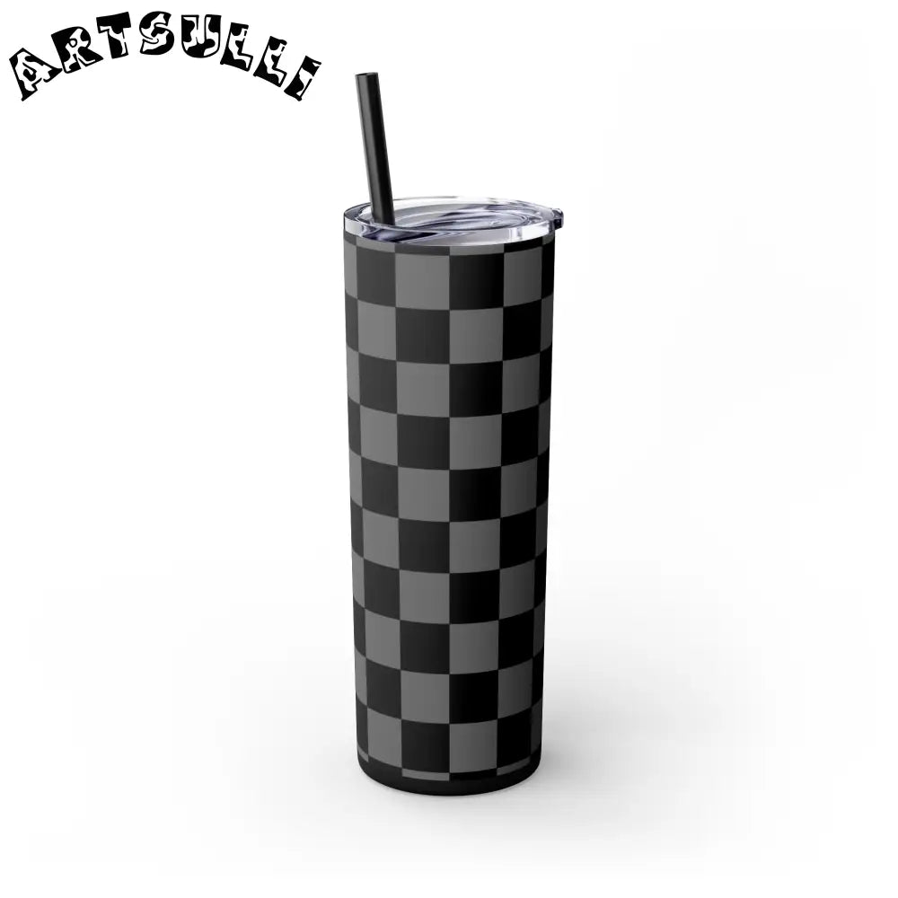 Maars Black and Gray Checkered Skinny Tumbler, Artsulli - Art is Long, Life is Short, Mug, , , , , , , 