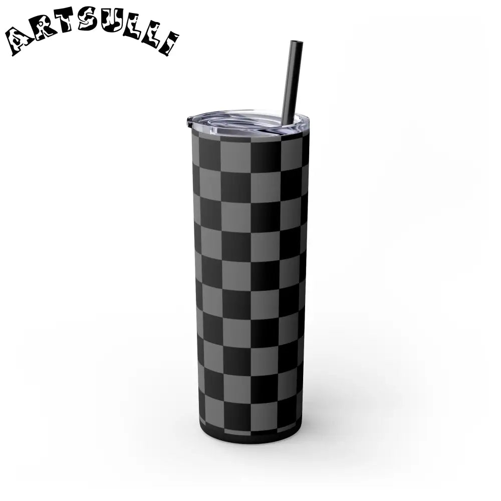 Maars Black and Gray Checkered Skinny Tumbler, Artsulli - Art is Long, Life is Short, Mug, , , , , , , 