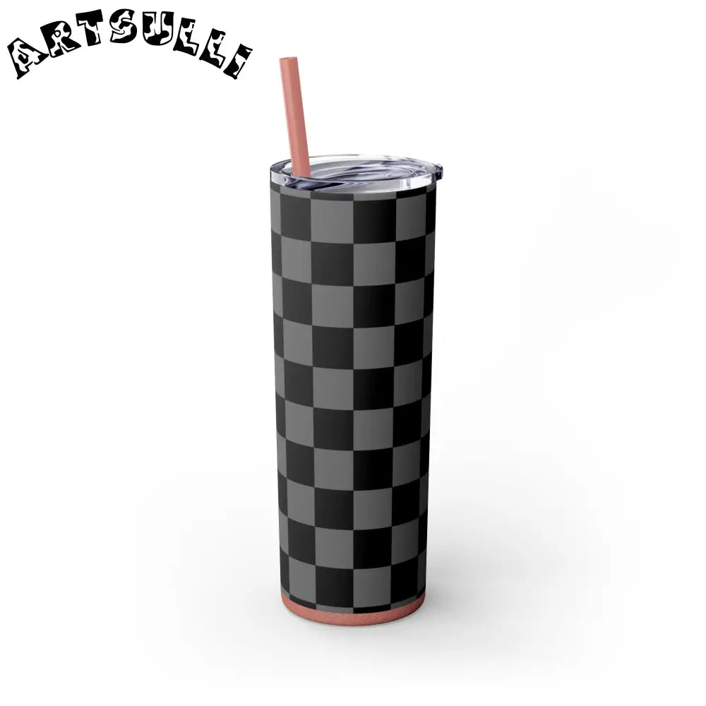 Maars Black and Gray Checkered Skinny Tumbler, Artsulli - Art is Long, Life is Short, Mug, , , , , , , 