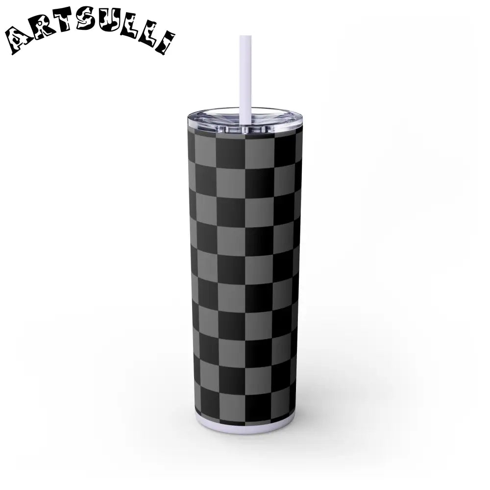 Maars Black and Gray Checkered Skinny Tumbler, Artsulli - Art is Long, Life is Short, Mug, , , , , , , 