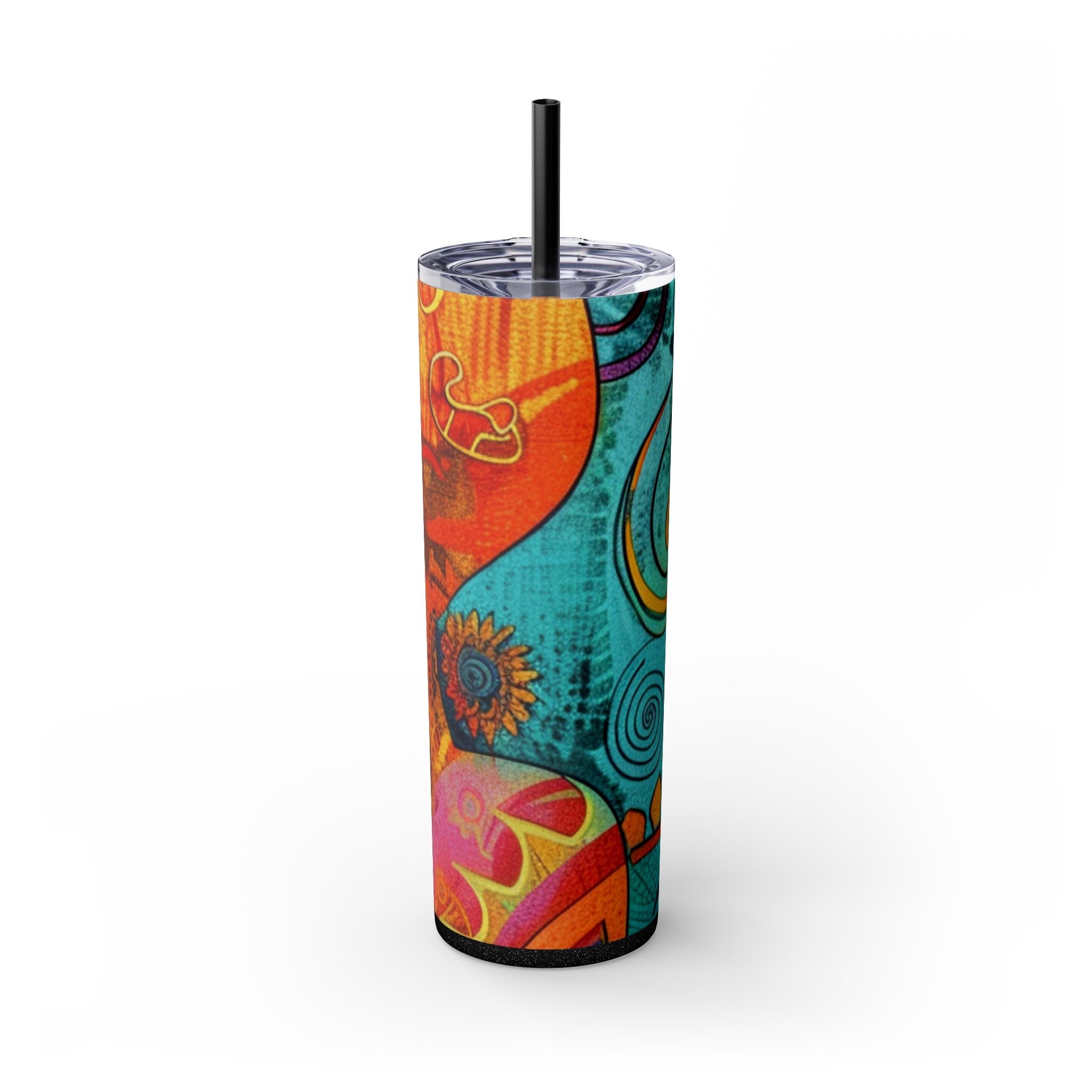 Maars Colorful Abstract Skinny Tumbler, Artsulli - Art is Long, Life is Short, Mug, Finish, Glossy, Color, Glitter Black, Size, 20oz, 32344251503630819960