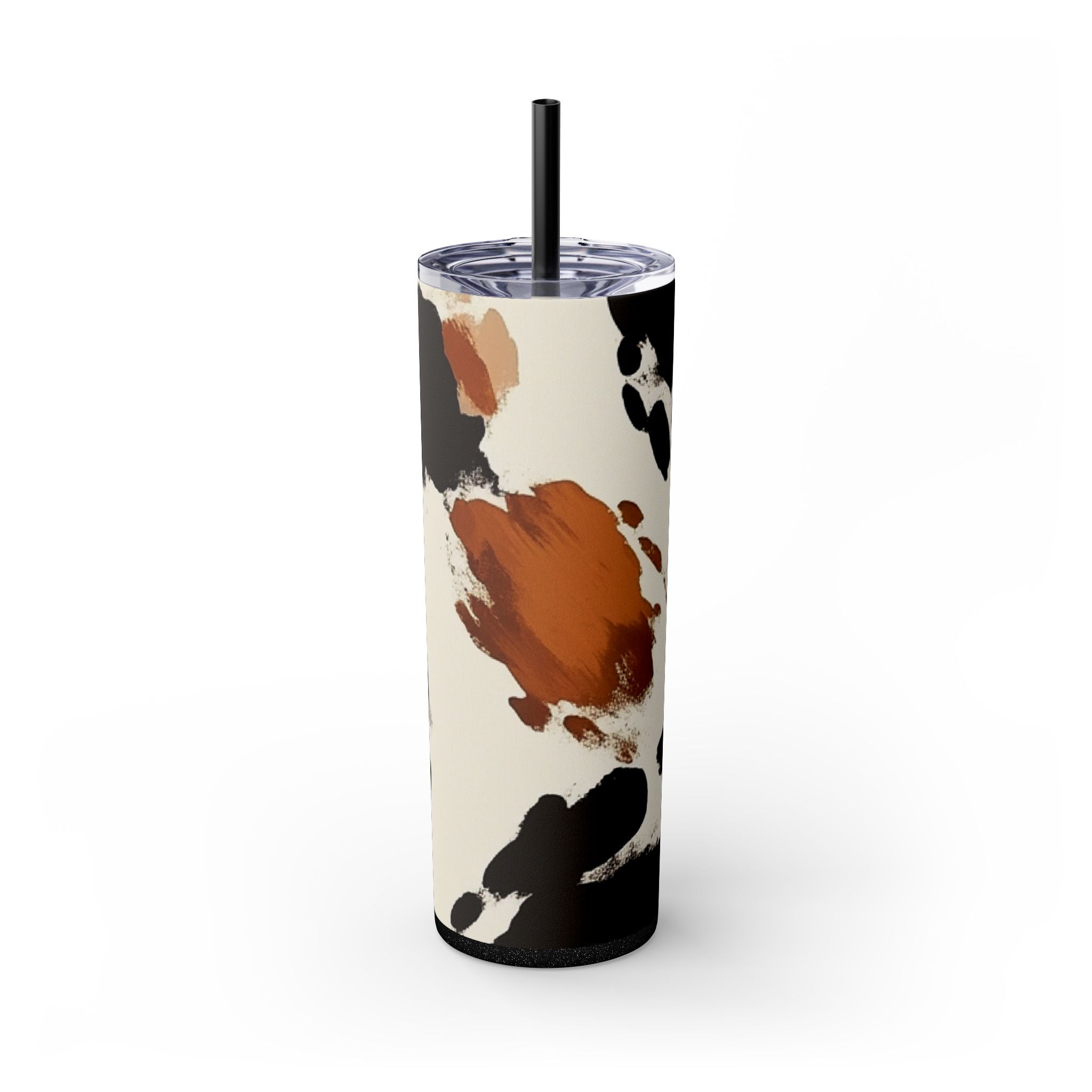 Maars Cow Print Skinny Tumbler, Artsulli - Art is Long, Life is Short, Mug, Finish, Glossy, Color, Glitter Black, Size, 20oz, 17804744869894284290