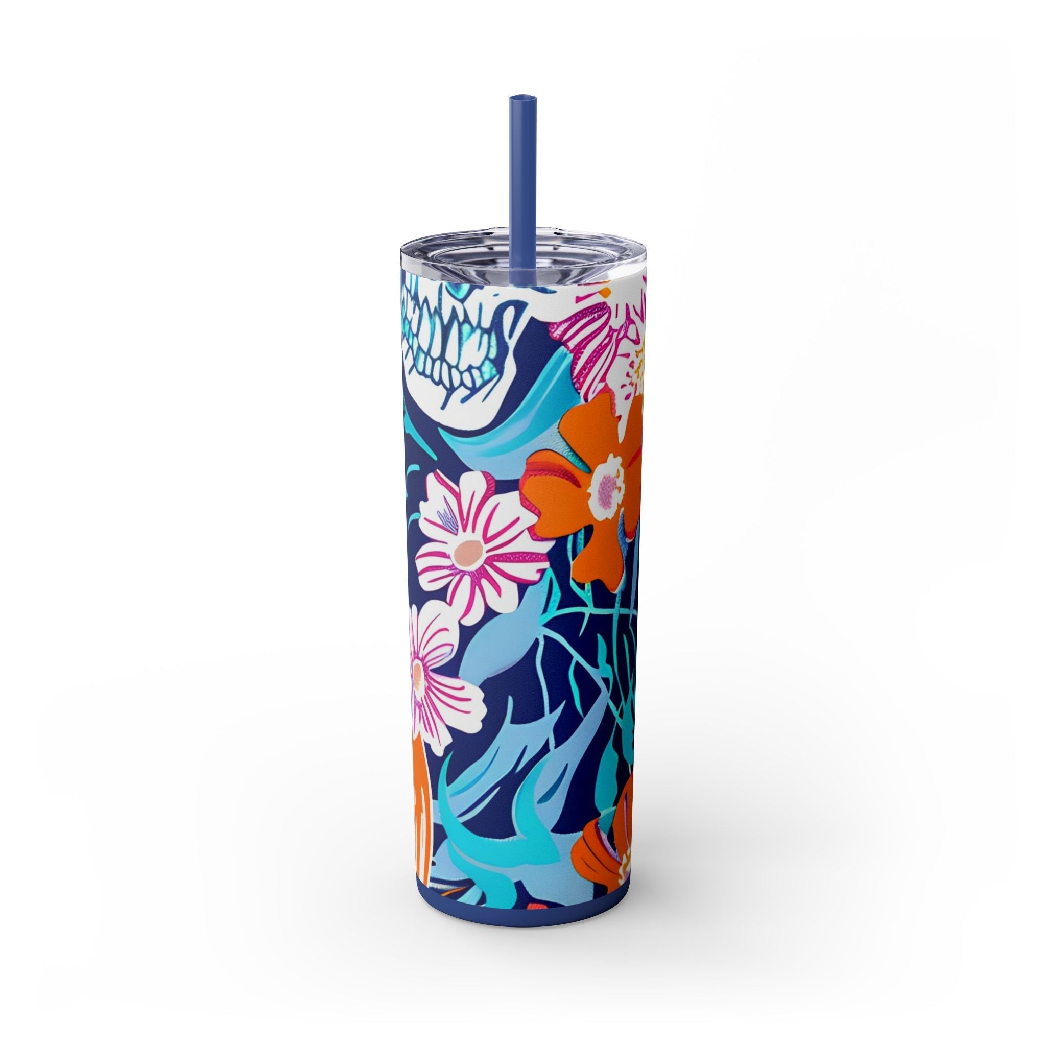 Maars Floral Skull Skinny Tumbler, Artsulli - Art is Long, Life is Short, Mug, , , , , , , 