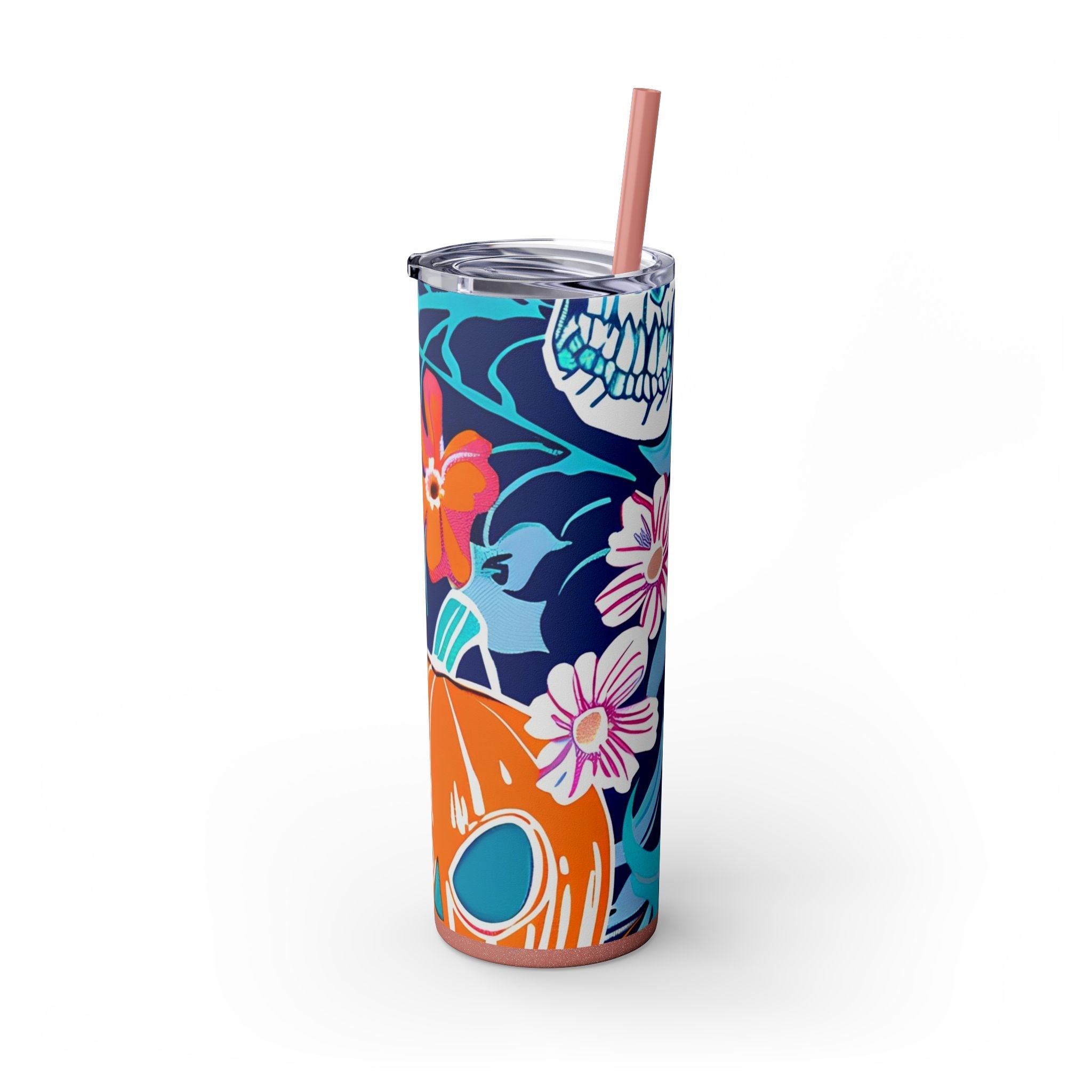 Maars Floral Skull Skinny Tumbler, Artsulli - Art is Long, Life is Short, Mug, , , , , , , 