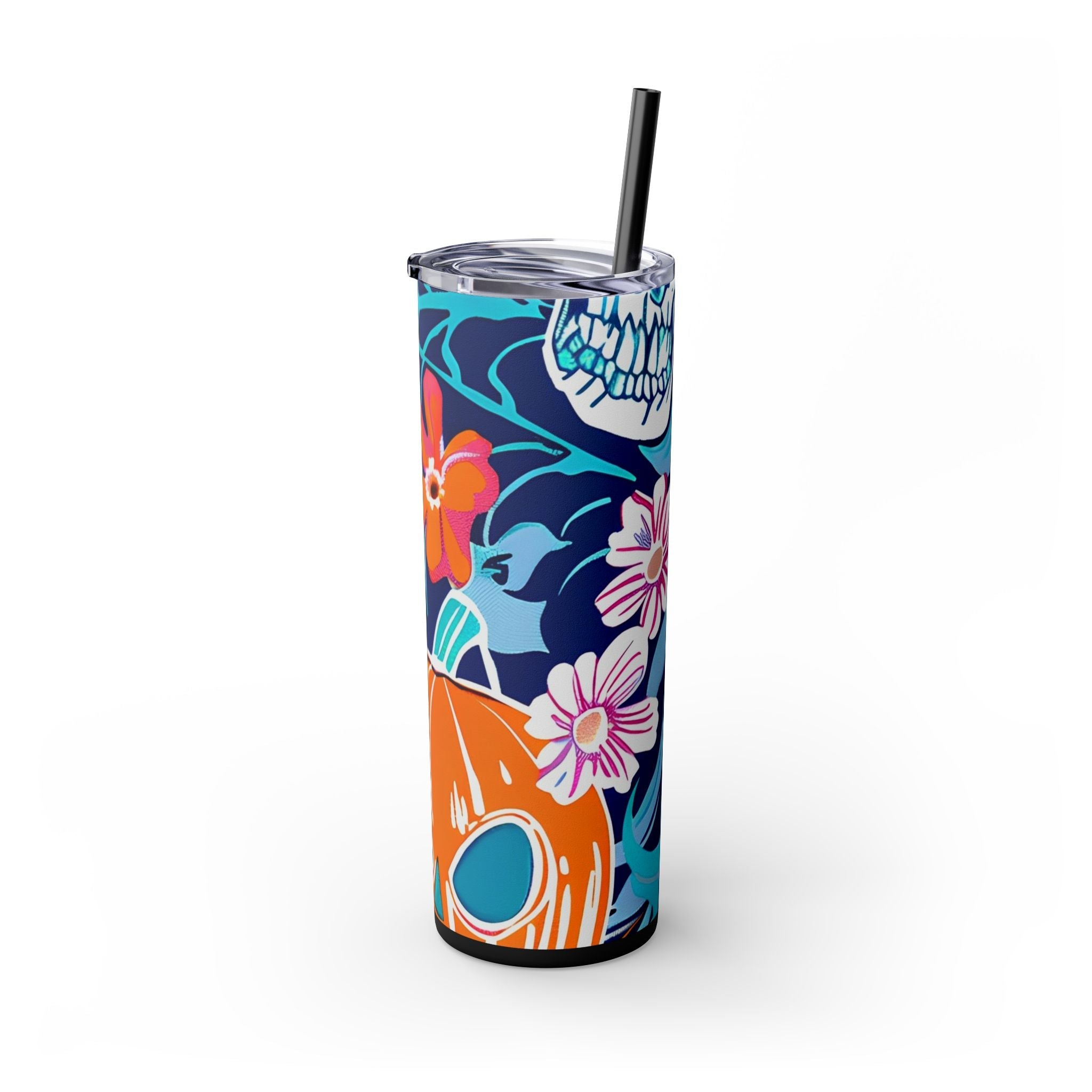 Maars Floral Skull Skinny Tumbler, Artsulli - Art is Long, Life is Short, Mug, , , , , , , 