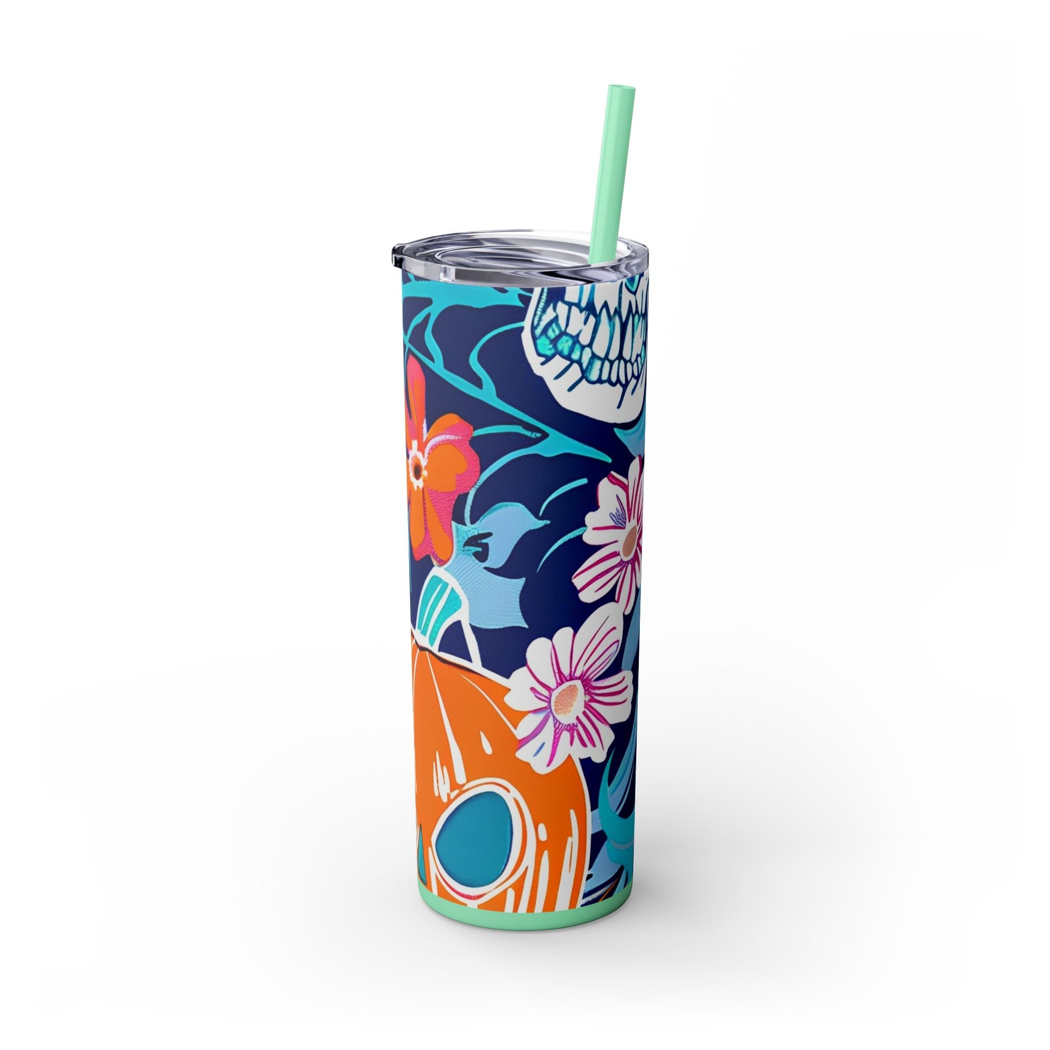 Maars Floral Skull Skinny Tumbler, Artsulli - Art is Long, Life is Short, Mug, , , , , , , 
