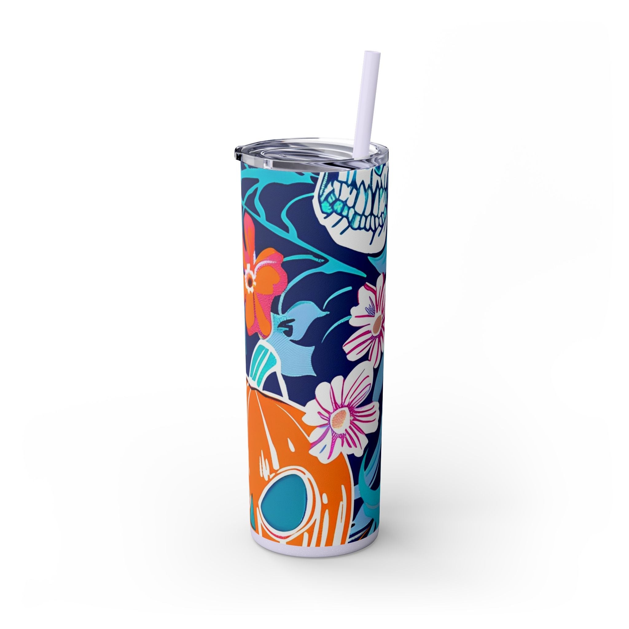 Maars Floral Skull Skinny Tumbler, Artsulli - Art is Long, Life is Short, Mug, , , , , , , 