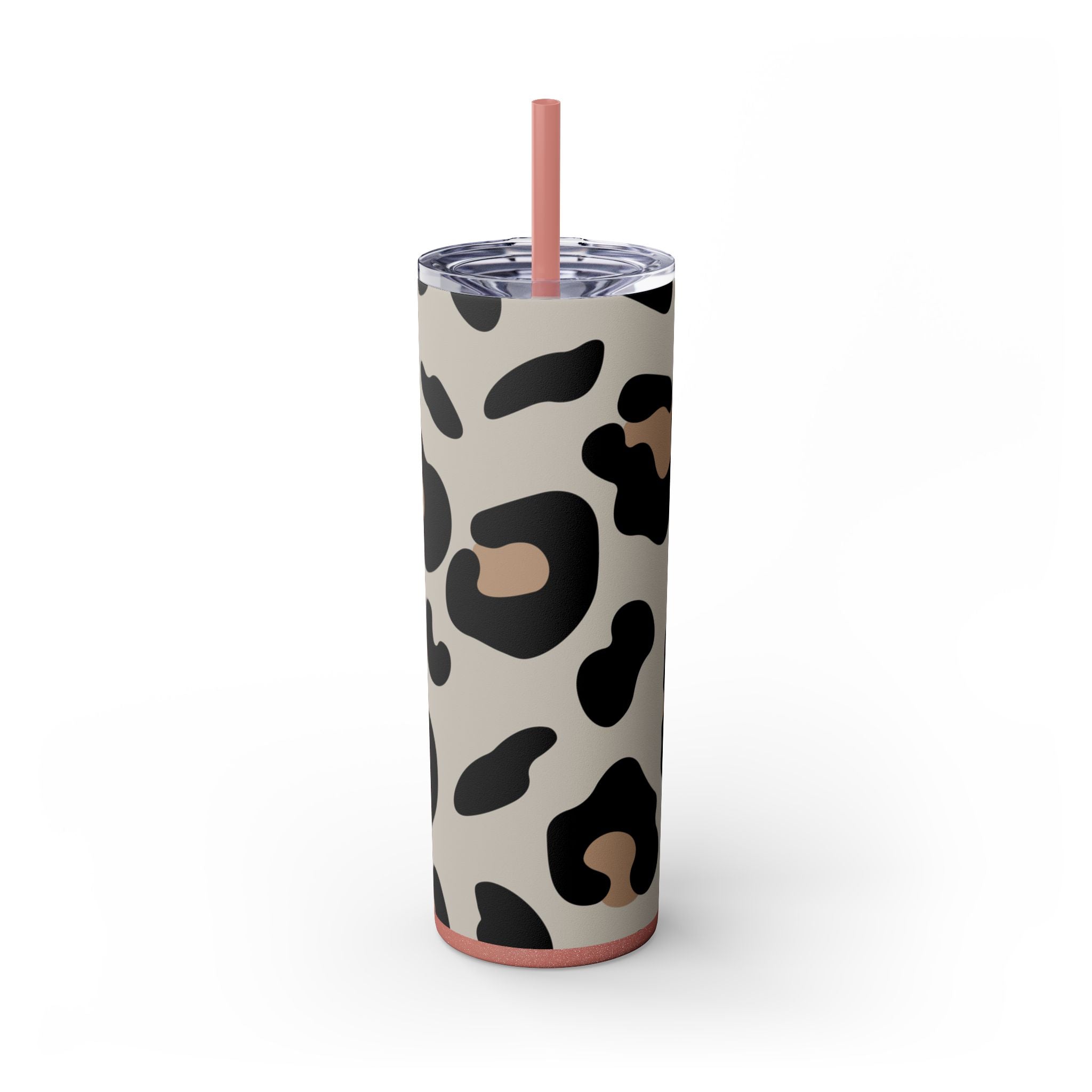 Maars Leopard Print Skinny Tumbler, Artsulli - Art is Long, Life is Short, Mug, Finish, Glossy, Color, Glitter Dusty Rose, Size, 20oz, 23041468853734122344