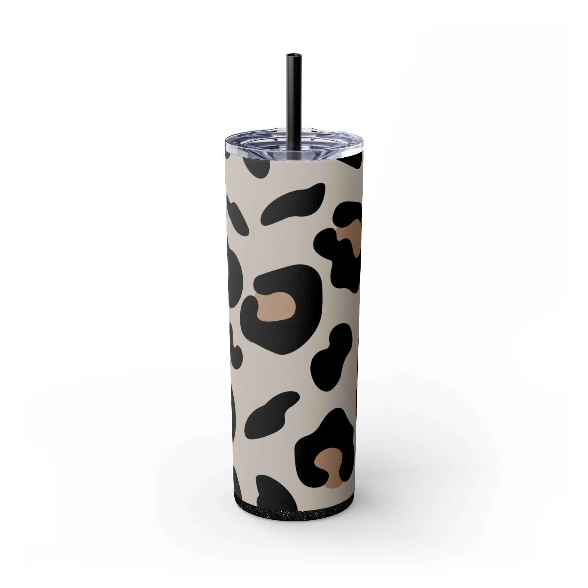 Maars Leopard Print Skinny Tumbler, Artsulli - Art is Long, Life is Short, Mug, Finish, Glossy, Color, Glitter Black, Size, 20oz, 86244825040502144726