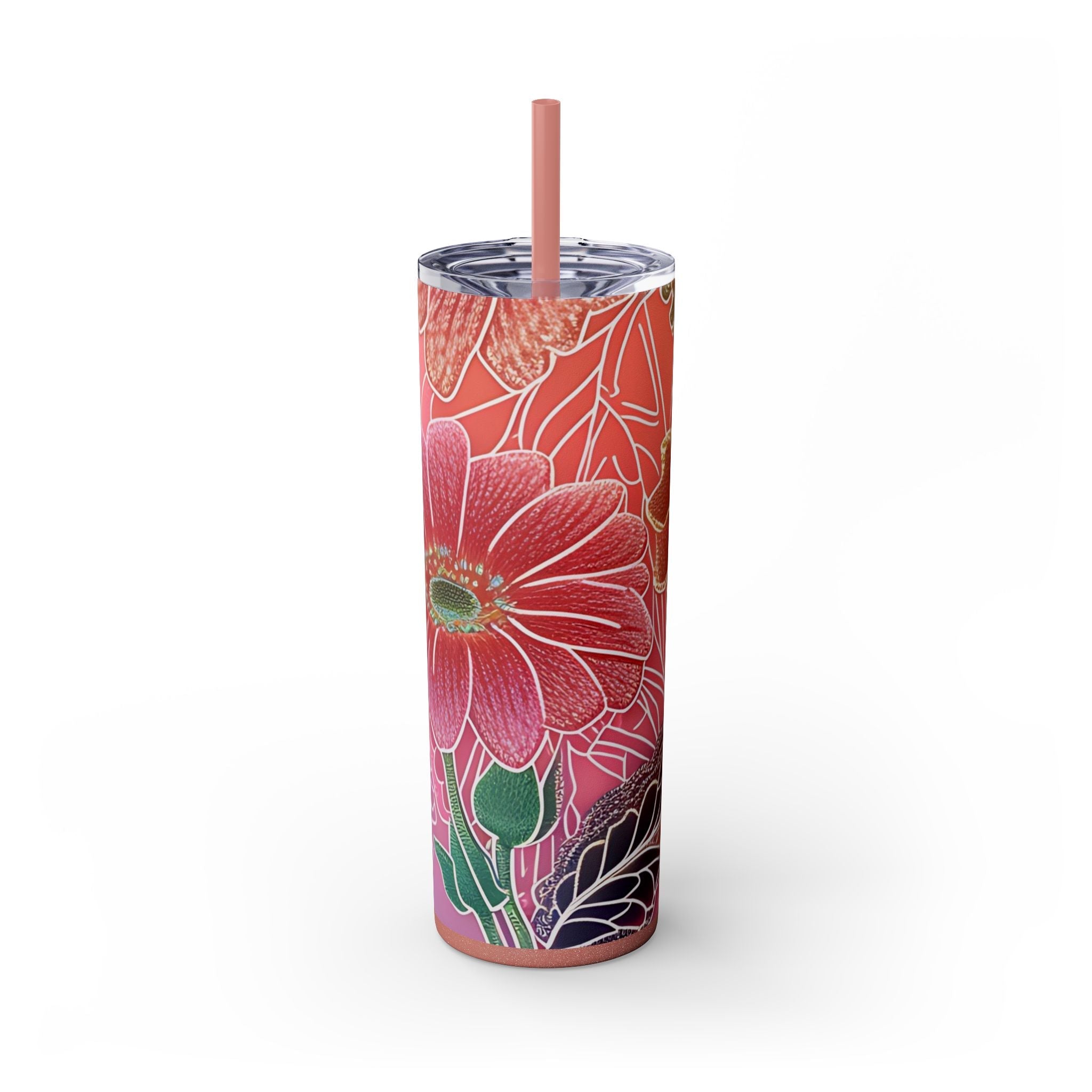 Maars Personalized Floral Skinny Tumbler, Artsulli - Art is Long, Life is Short, Mug, Finish, Glossy, Color, Glitter Dusty Rose, Size, 20oz, 47348666683916648744