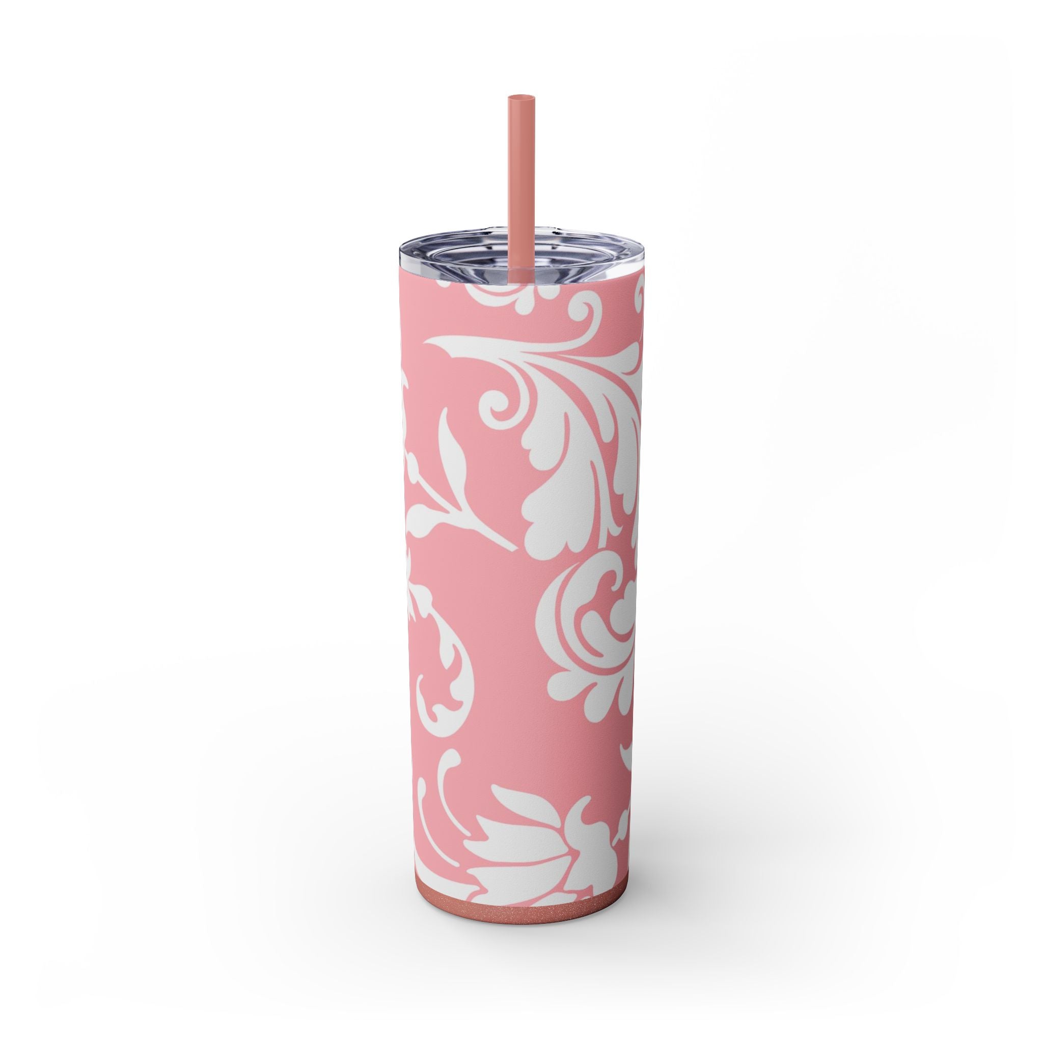 Maars Pink Floral Skinny Tumbler, Artsulli - Art is Long, Life is Short, Mug, Finish, Glossy, Color, Glitter Dusty Rose, Size, 20oz, 29822323672974887201