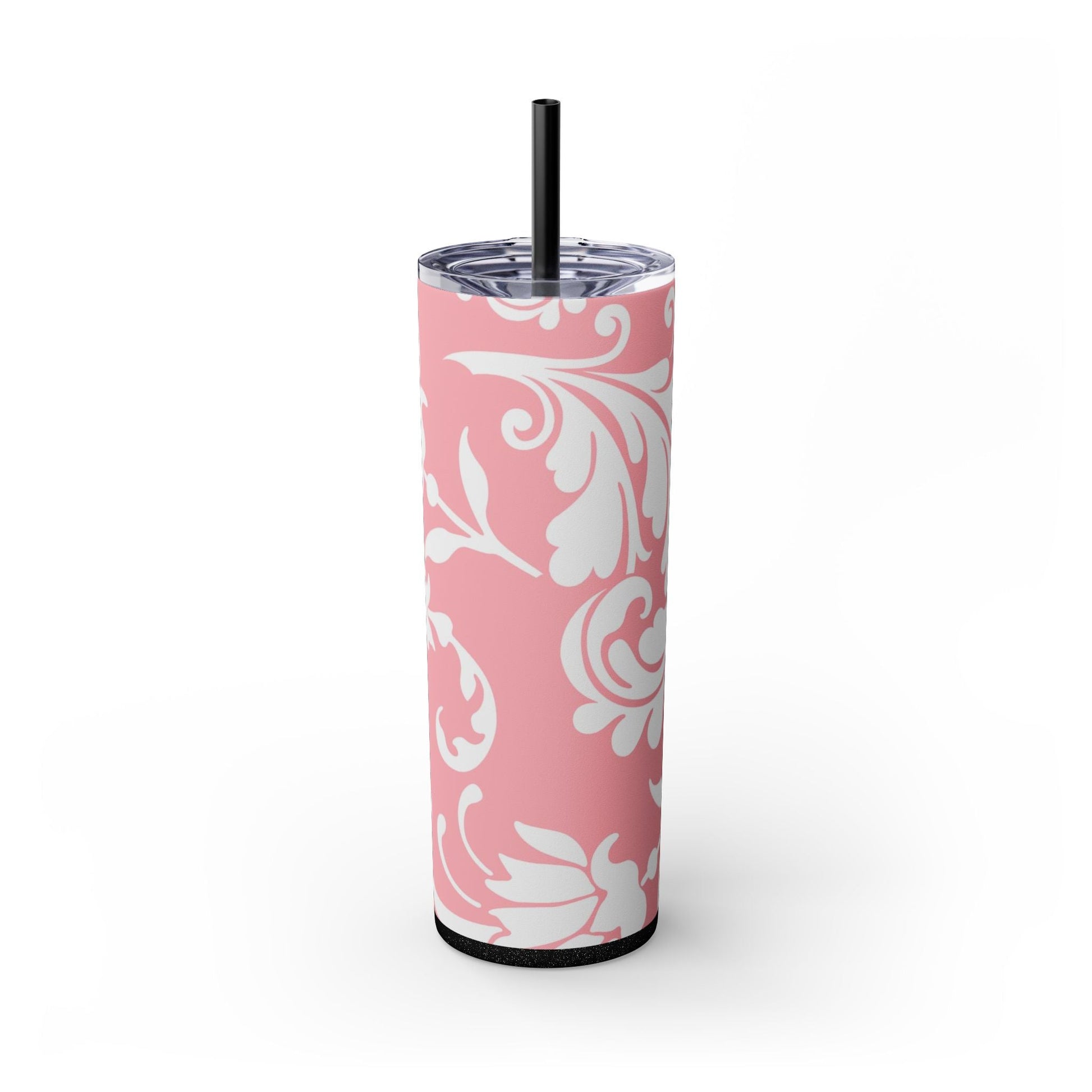 Maars Pink Floral Skinny Tumbler, Artsulli - Art is Long, Life is Short, Mug, Finish, Glossy, Color, Glitter Black, Size, 20oz, 66384625839030327025