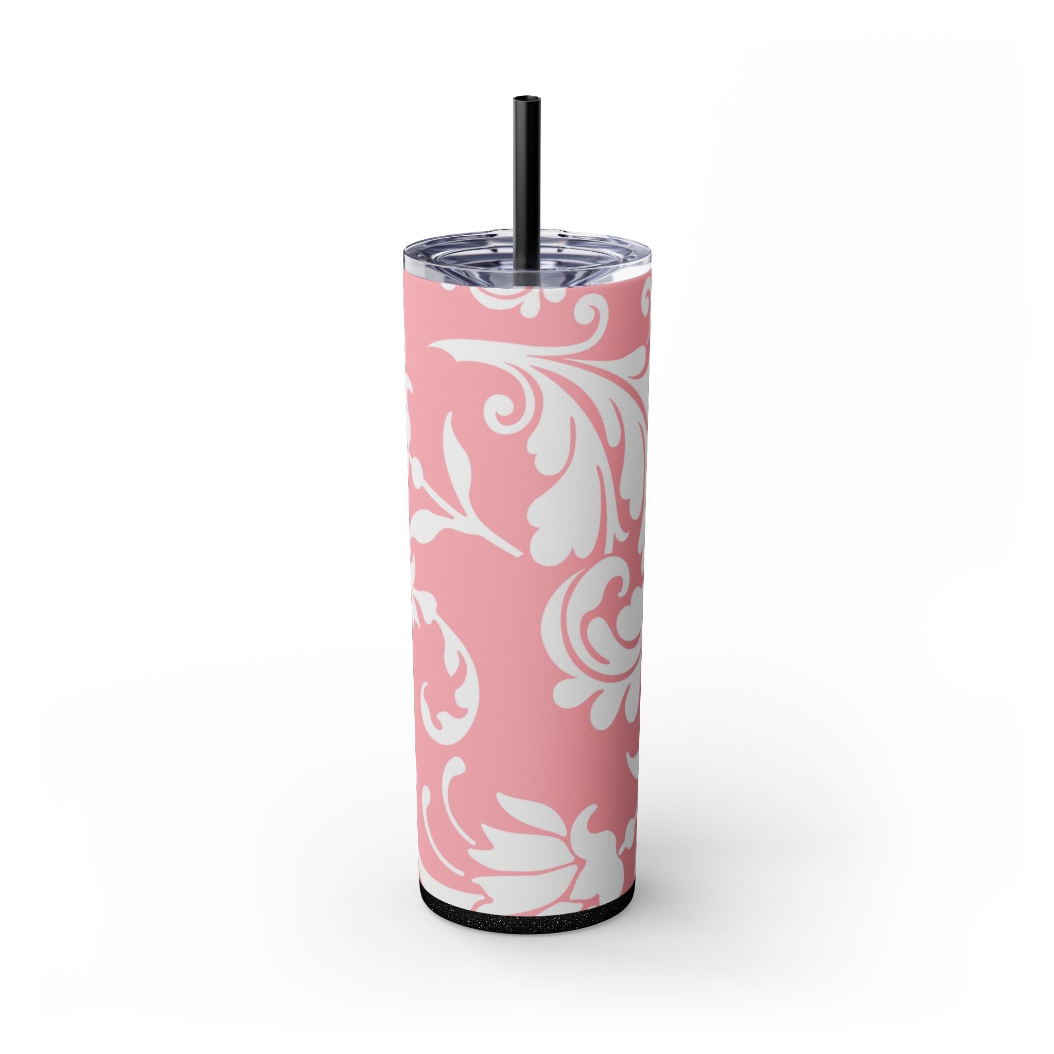 Maars Pink Floral Skinny Tumbler, Artsulli - Art is Long, Life is Short, Mug, Finish, Glossy, Color, Glitter Black, Size, 20oz, 66384625839030327025