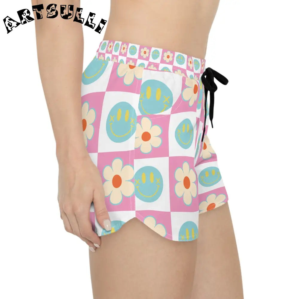 Madotsukis Grin Bloom Checkerboard Shorts, Artsulli - Art is Long, Life is Short, All Over Prints, , , , , , , 
