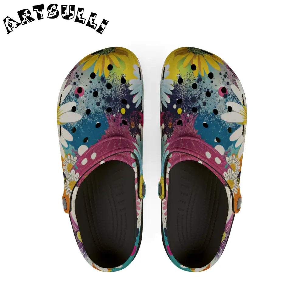 Magical Flower Explosion EVA Foam Clogs, Artsulli - Art is Long, Life is Short, Shoes, Size, US 6 (Women's), Color, Black, , , 47911830421132