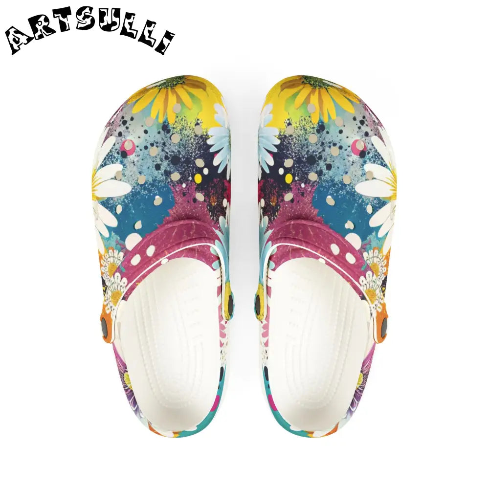Magical Flower Explosion EVA Foam Clogs, Artsulli - Art is Long, Life is Short, Shoes, Size, US 6 (Women's), Color, White, , , 47902722331725