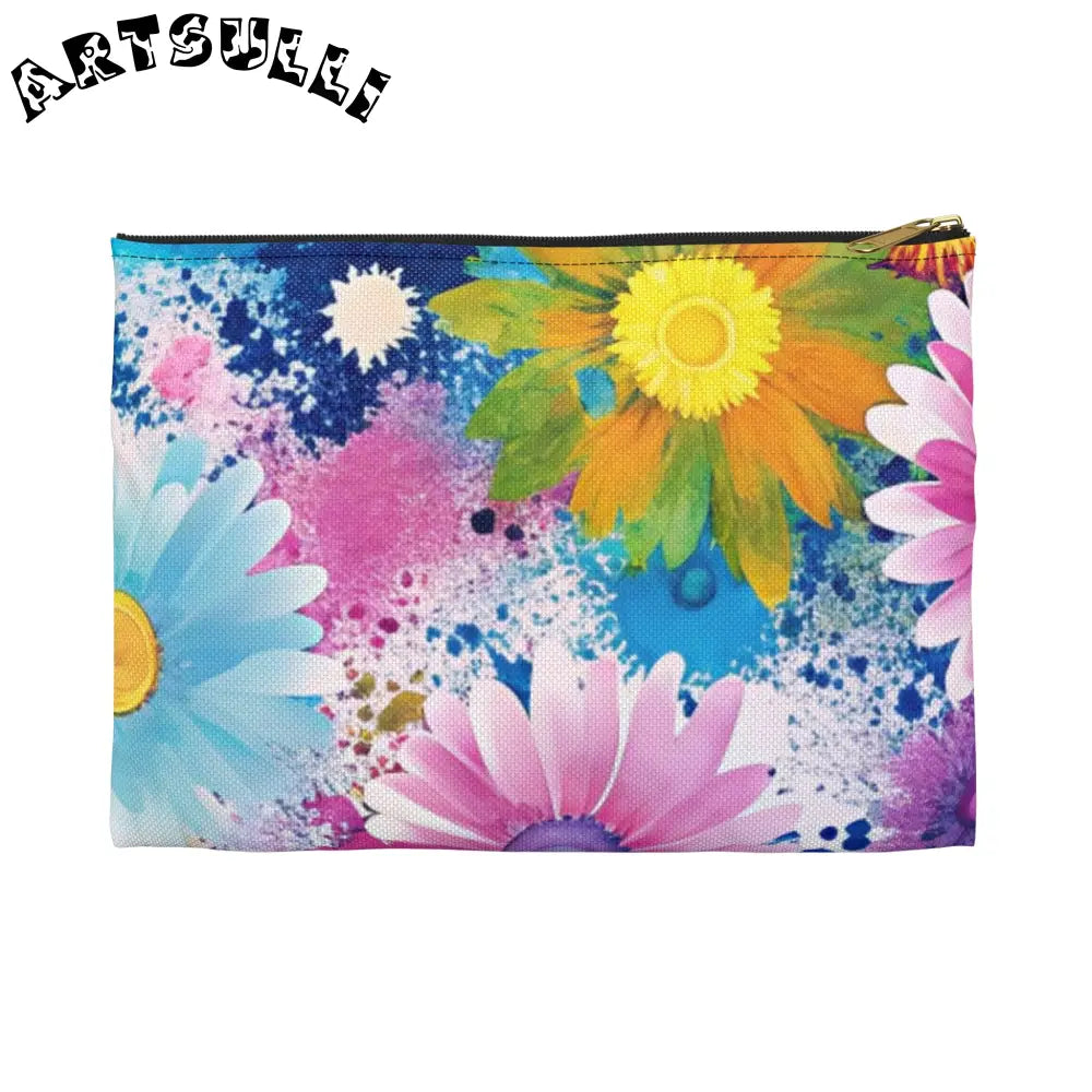 Magical Flower Explosion Flat Pouch, Artsulli - Art is Long, Life is Short, Bags, Size, Small, Color, Black zipper, , , 14160622802706