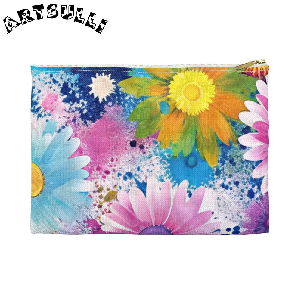 Magical Flower Explosion Flat Pouch, Artsulli - Art is Long, Life is Short, Bags, Size, Small, Color, White zipper, , , 14017997035898