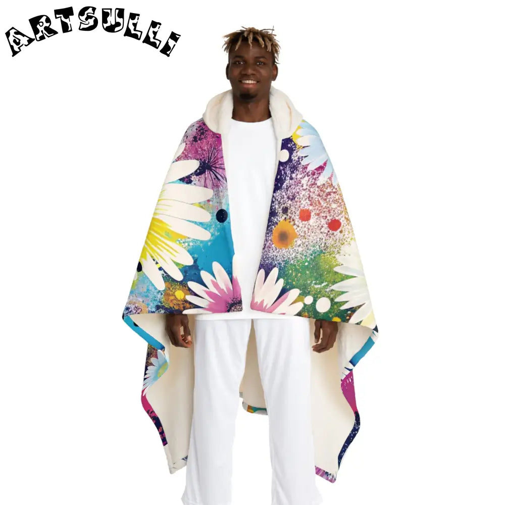 Magical Flower Explosion Hooded Sherpa Blanket, Artsulli - Art is Long, Life is Short, All Over Prints, Size, One size, Color, Cream, , , 29323921416468