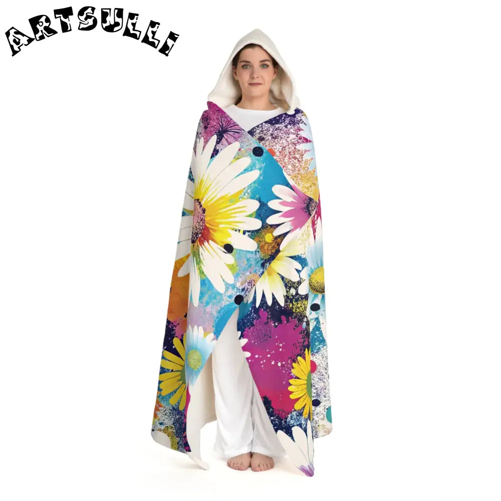 Magical Flower Explosion Hooded Sherpa Blanket, Artsulli - Art is Long, Life is Short, All Over Prints, , , , , , , 