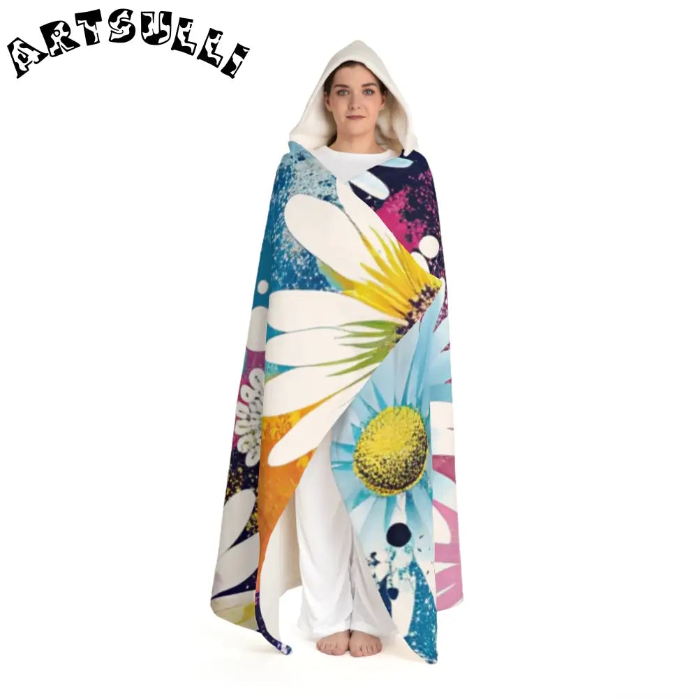Magical Flower Explosion Hooded Sherpa Blanket, Artsulli - Art is Long, Life is Short, All Over Prints, , , , , , , 
