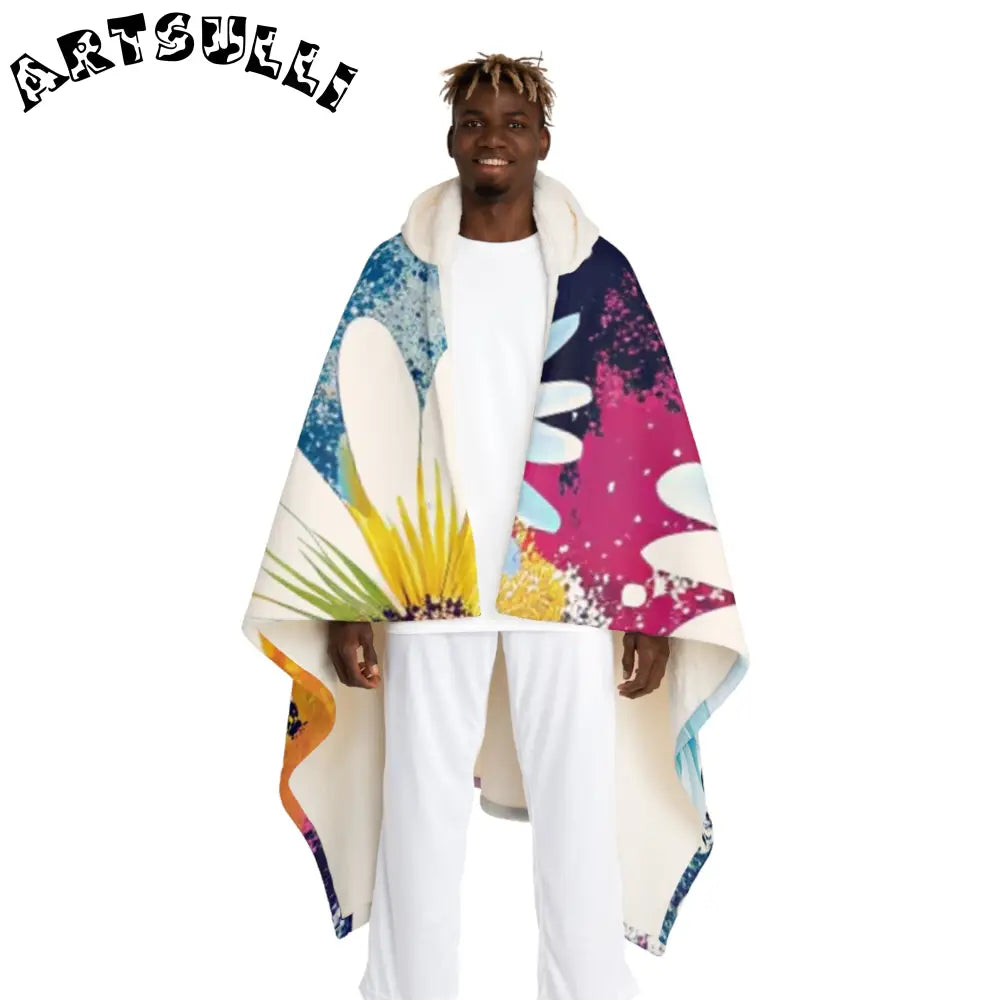 Magical Flower Explosion Hooded Sherpa Blanket, Artsulli - Art is Long, Life is Short, All Over Prints, Size, One size, Color, Cream, , , 61554836532578