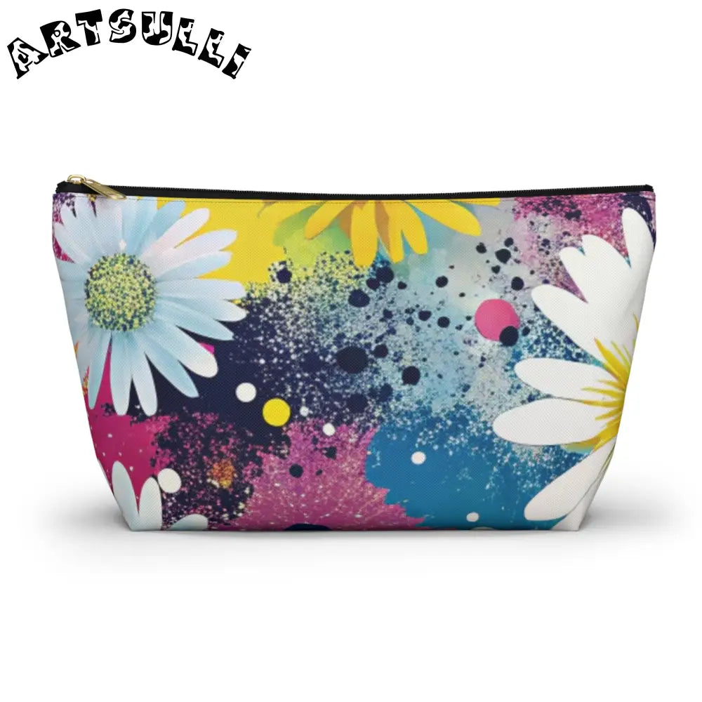 Magical Flower Explosion T-Bottom Pouches, Artsulli - Art is Long, Life is Short, Bags, Size, Large, Color, Black zipper, , , 16702231265102