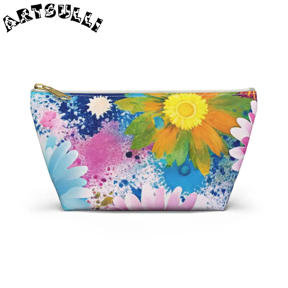 Magical Flower Explosion T-Bottom Pouches, Artsulli - Art is Long, Life is Short, Bags, Size, Small, Color, White zipper, , , 16487095450472