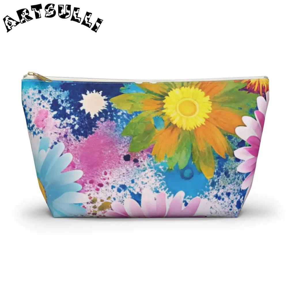 Magical Flower Explosion T-Bottom Pouches, Artsulli - Art is Long, Life is Short, Bags, Size, Large, Color, White zipper, , , 16249238138151