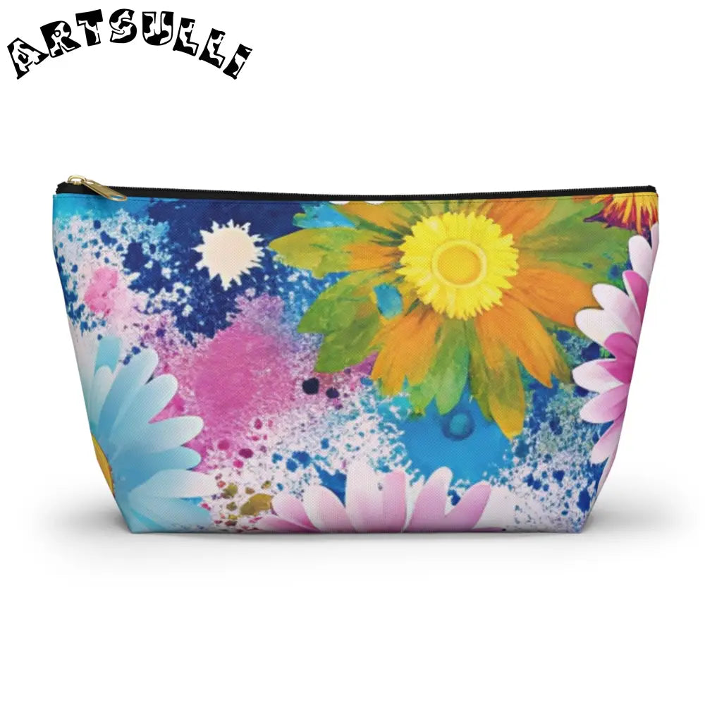 Magical Flower Explosion T-Bottom Pouches, Artsulli - Art is Long, Life is Short, Bags, Size, Large, Color, Black zipper, , , 16330451114930