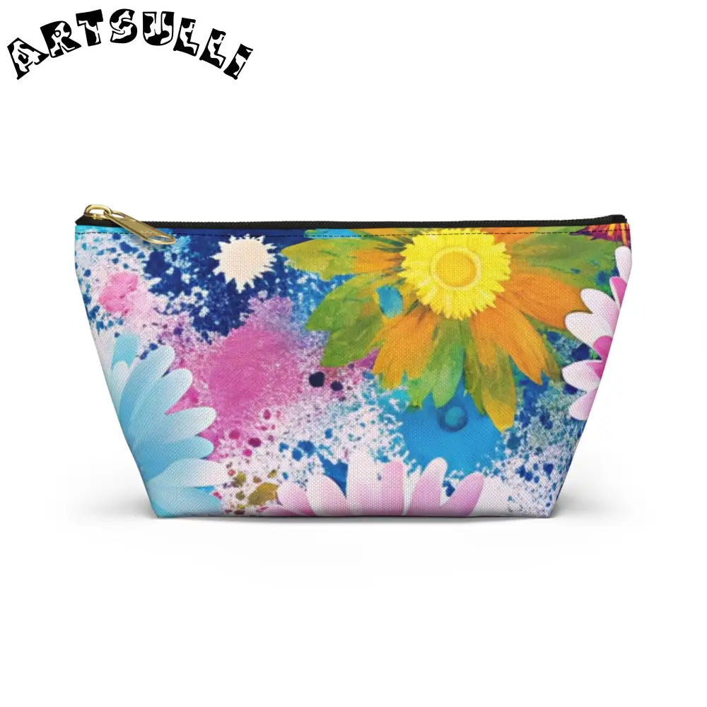 Magical Flower Explosion T-Bottom Pouches, Artsulli - Art is Long, Life is Short, Bags, Size, Small, Color, Black zipper, , , 16518355902936