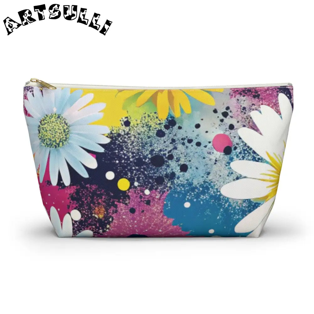 Magical Flower Explosion T-Bottom Pouches, Artsulli - Art is Long, Life is Short, Bags, Size, Large, Color, White zipper, , , 16624408910352