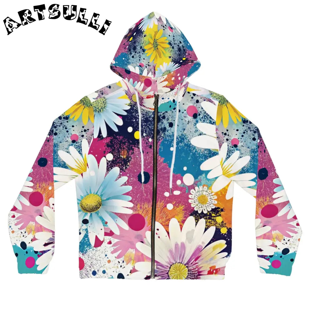 Magical Flower Explosion Zip Hoodie, Artsulli - Art is Long, Life is Short, All Over Prints, Size, XS, Color, White, , , 17466951010127