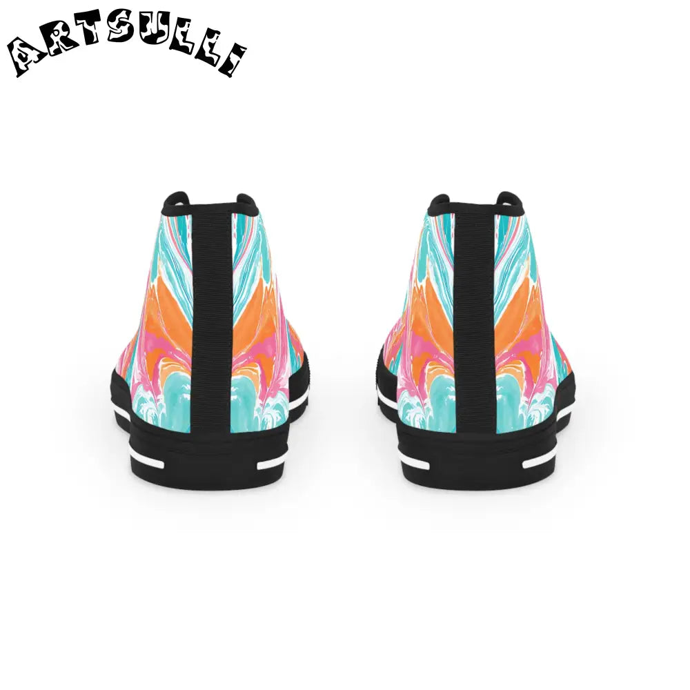 Marble High Tops in Polyester Canvas Featuring PU Leather, Artsulli - Art is Long, Life is Short, Shoes, , , , , , , 