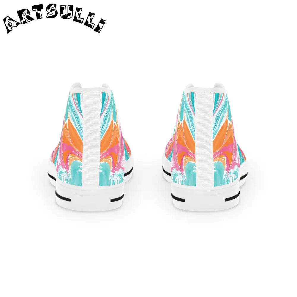 Marble High Tops in Polyester Canvas Featuring PU Leather, Artsulli - Art is Long, Life is Short, Shoes, , , , , , , 