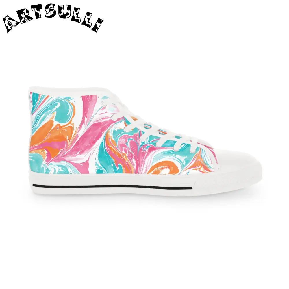 Marble High Tops in Polyester Canvas Featuring PU Leather, Artsulli - Art is Long, Life is Short, Shoes, , , , , , , 