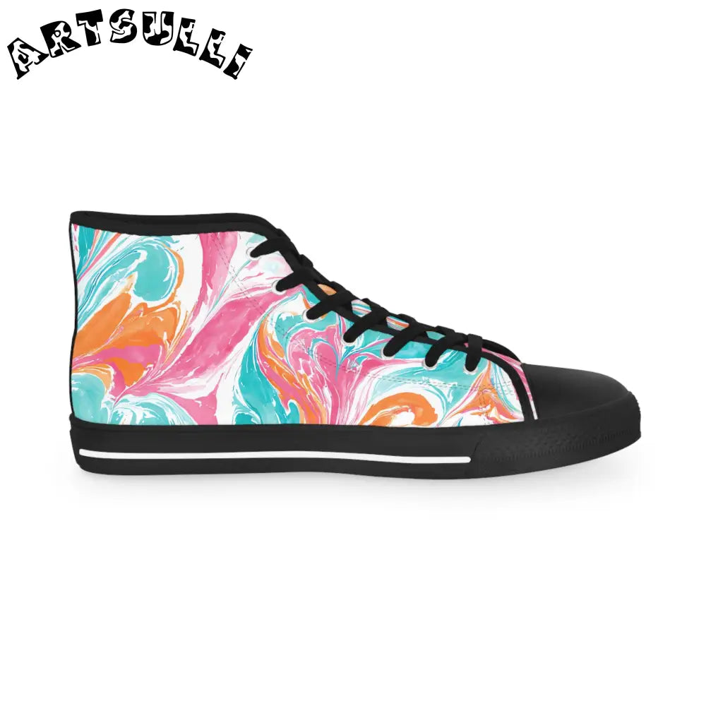 Marble High Tops in Polyester Canvas Featuring PU Leather, Artsulli - Art is Long, Life is Short, Shoes, , , , , , , 