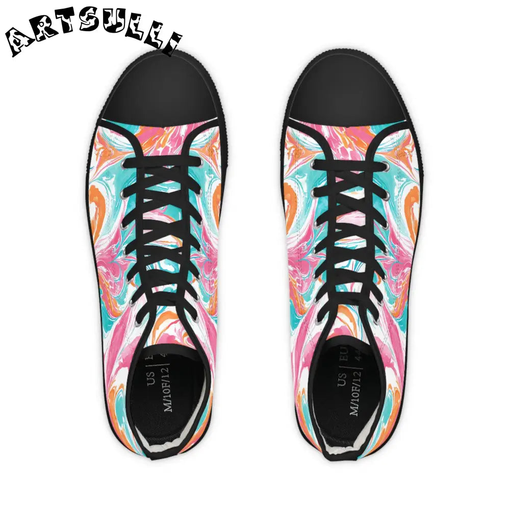 Marble High Tops in Polyester Canvas Featuring PU Leather, Artsulli - Art is Long, Life is Short, Shoes, , , , , , , 