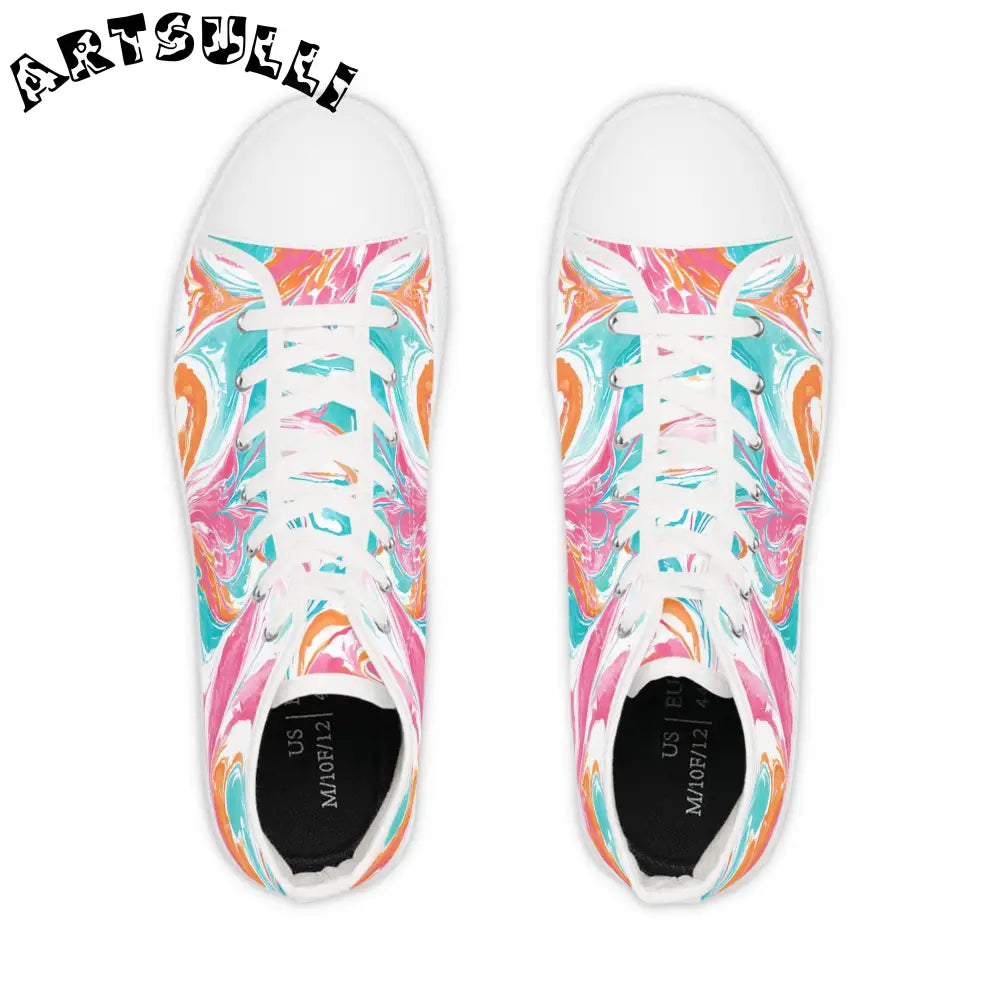 Marble High Tops in Polyester Canvas Featuring PU Leather, Artsulli - Art is Long, Life is Short, Shoes, , , , , , , 