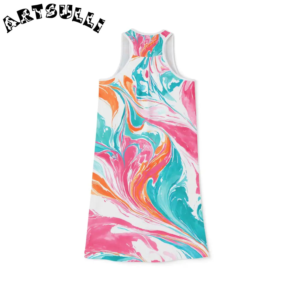 Marble Print Spandex Jersey-Knit Tank Dress, Artsulli - Art is Long, Life is Short, Tank Top, , , , , , , 