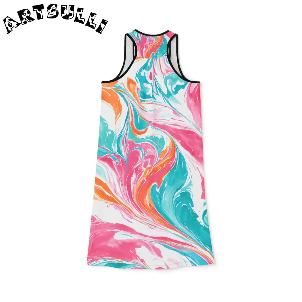 Marble Print Spandex Jersey-Knit Tank Dress, Artsulli - Art is Long, Life is Short, Tank Top, , , , , , , 