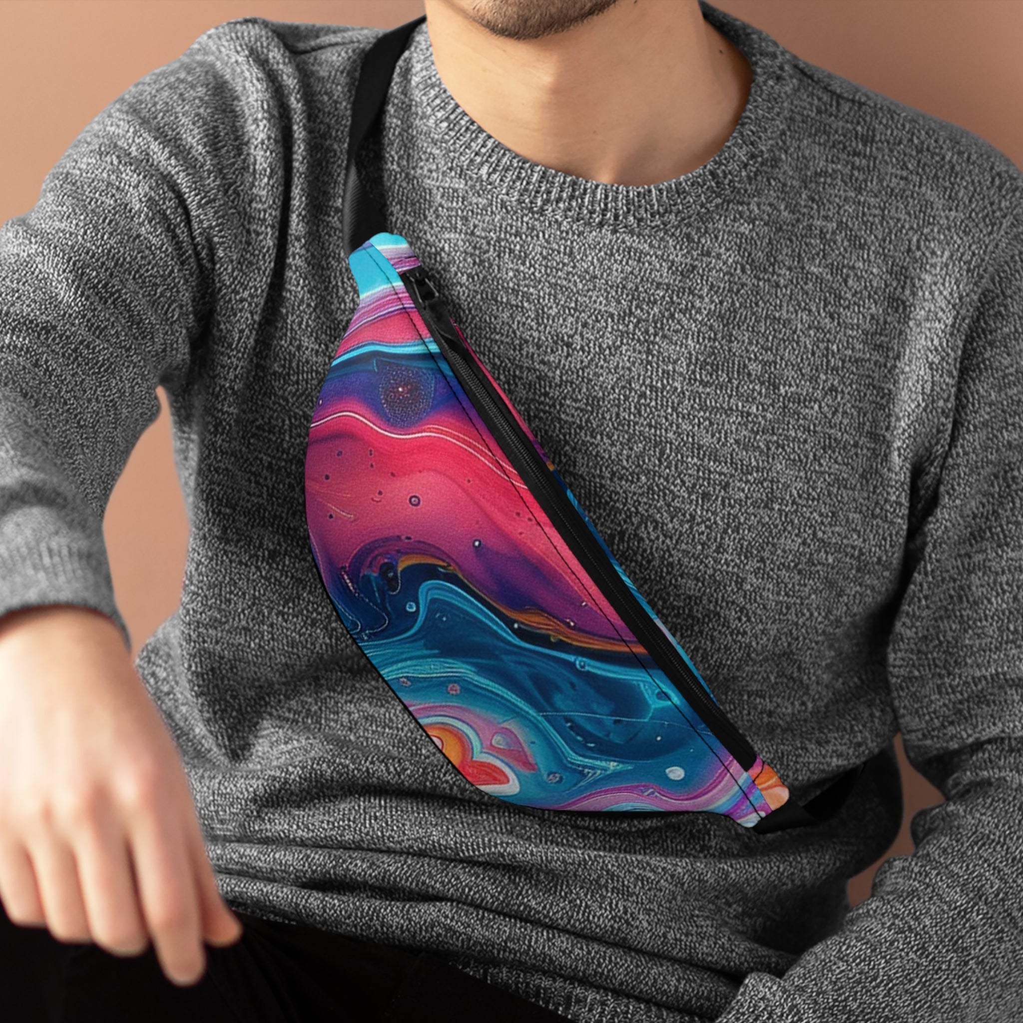 Marbled Abstract Fanny Pack, Artsulli - Art is Long, Life is Short, Bags, , , , , , , 
