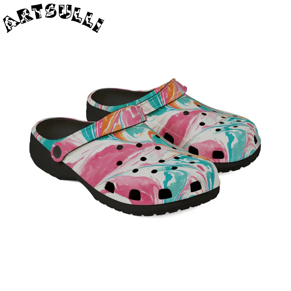 Marbled EVA Foam Comfort Clogs, Artsulli - Art is Long, Life is Short, Shoes, , , , , , , 