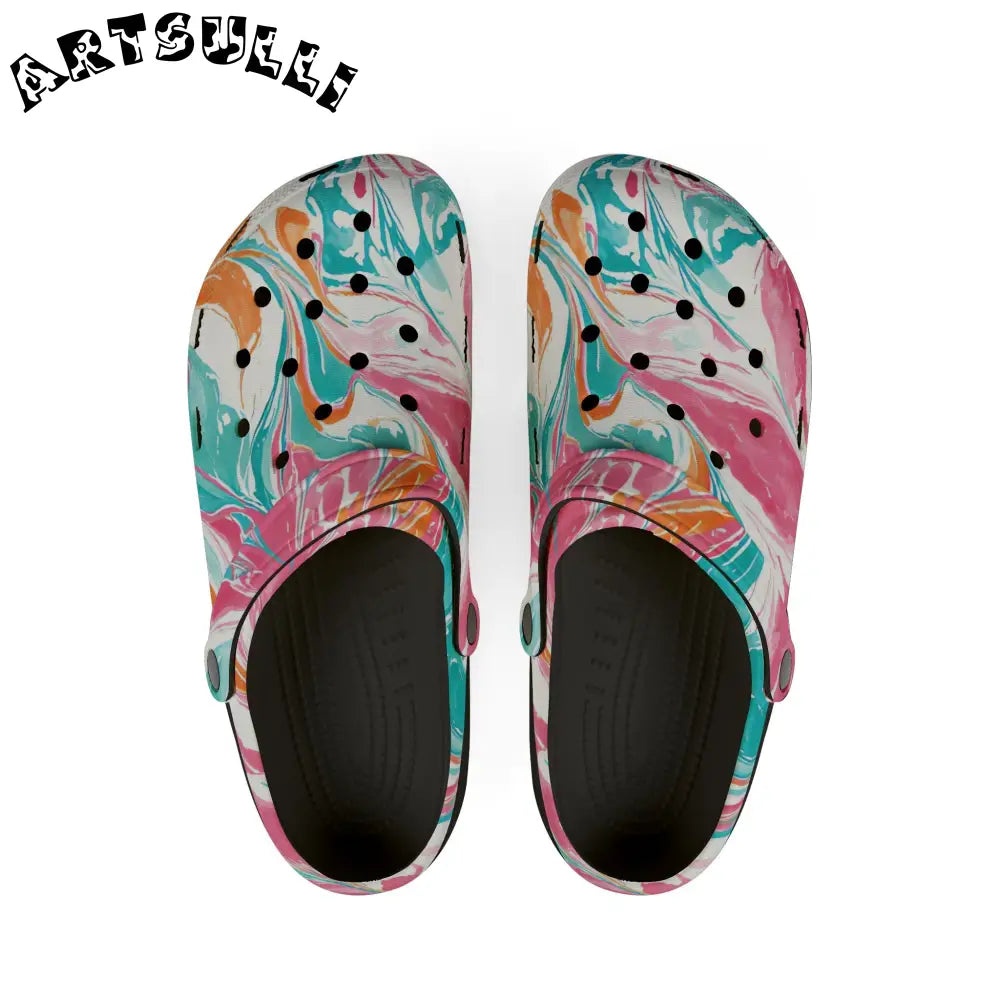 Marbled EVA Foam Comfort Clogs, Artsulli - Art is Long, Life is Short, Shoes, Size, US 6 (Women's), Color, Black, , , 17768739306367257927