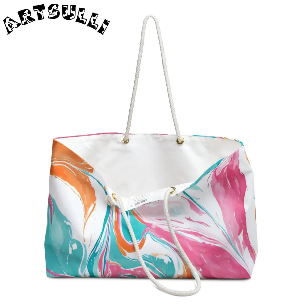 Marbled Print Oversized Weekender Tote, Artsulli - Art is Long, Life is Short, Bags, , , , , , , 